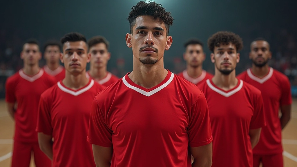 فريق دفاع منظم يقف في تشكيل دفاعي محكم على ملعب كرة اليد